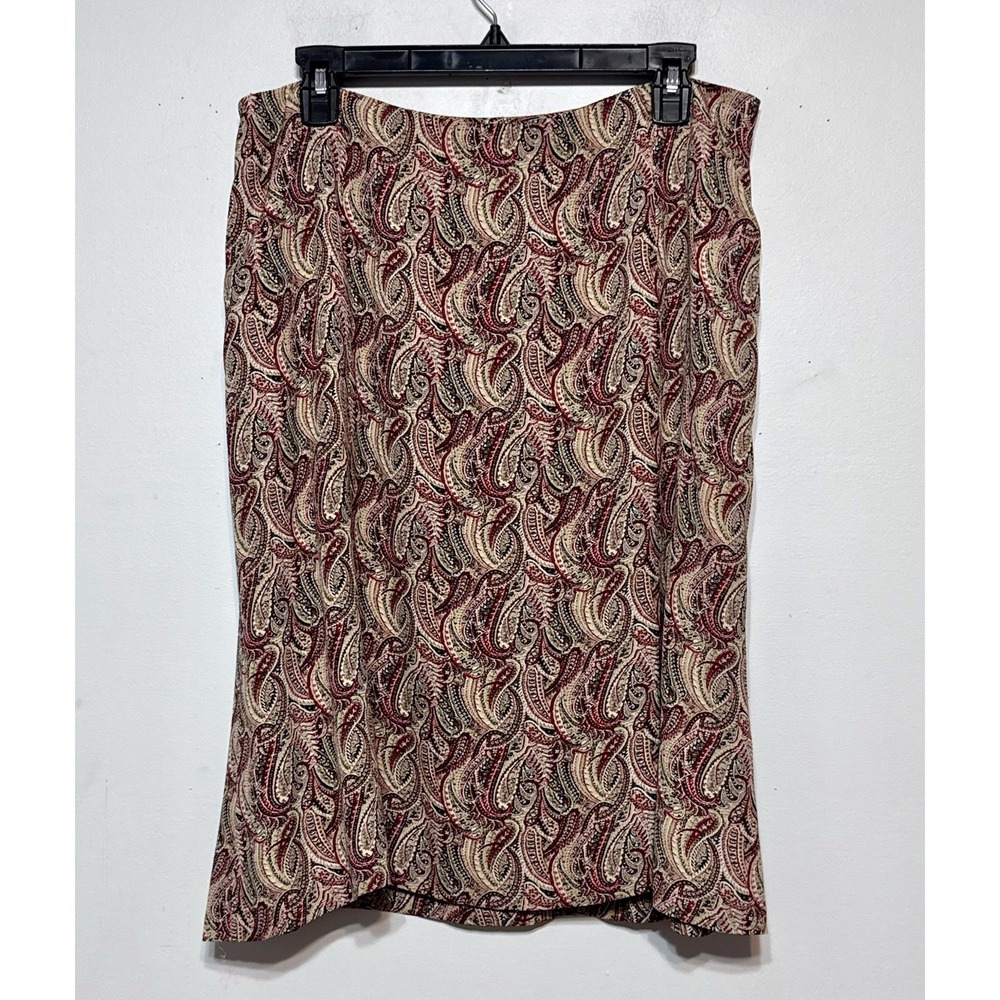 Vintage Talbots Pure Silk Old Money Paisley Skirt Size 14W Y2K Boho Quiet Luxury